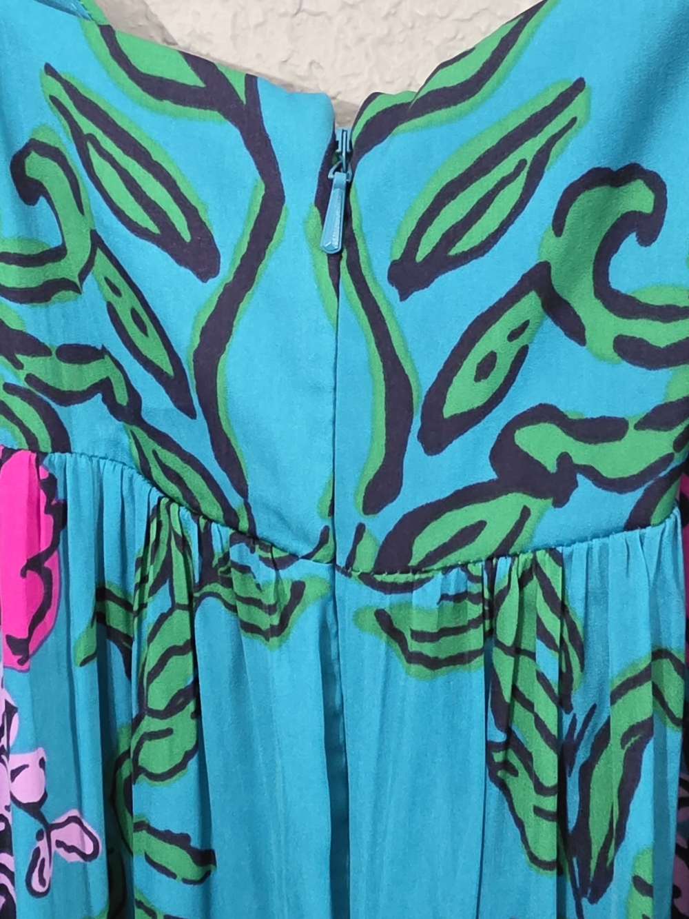 Lilly Pulitzer Joanna Maxi Dress Turquoise "Shake Your Tail Feathers" Womens 2 - Picture 11 of 15